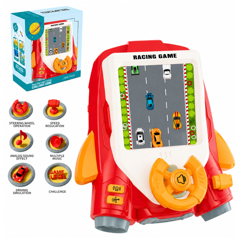 Kids Handheld Space Racing Car Game With Sound & Steering Wheel