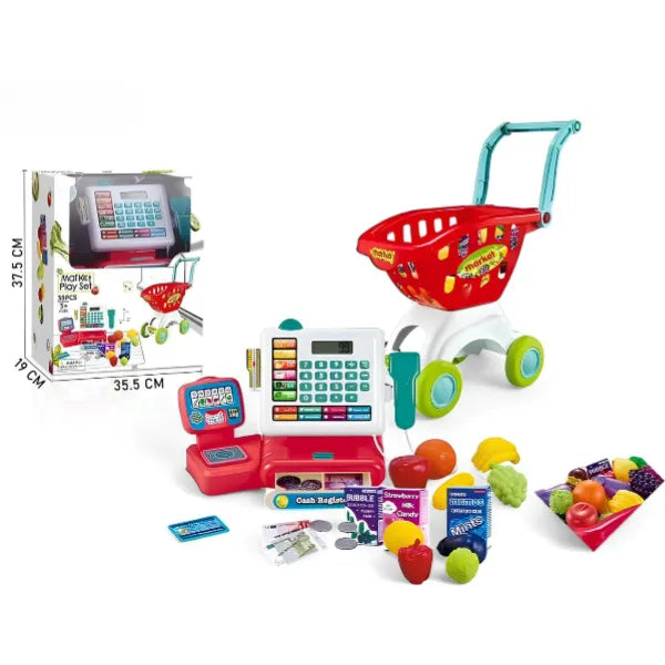 Mini Shopping Cart Set With Cash Register