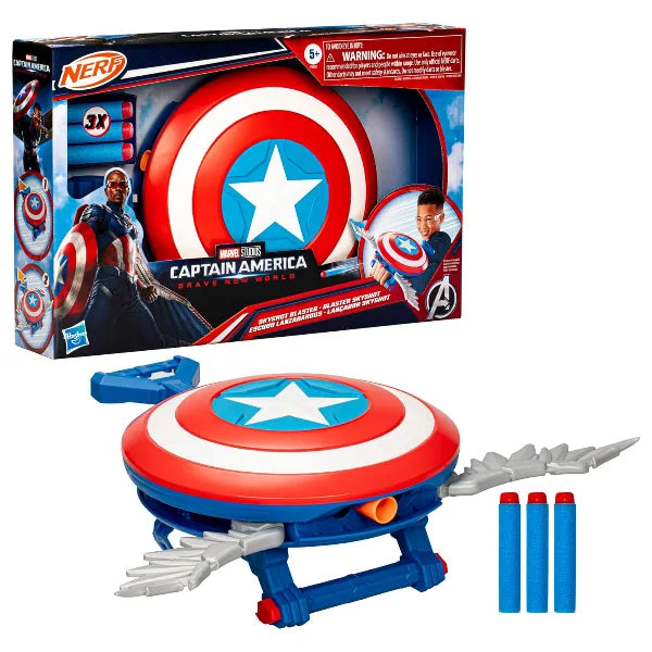 Marvel Studios Captain America Brave New World – Nerf Skyshot Shield Blaster Roleplay Toy