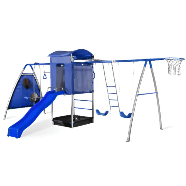 PLUM Multiplay Tower And Slide Metal Swing Set