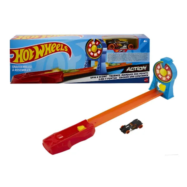 مجموعة لعب مضمار سيارات Hot Wheels Spin & Score مع سيارة وملحقاتها