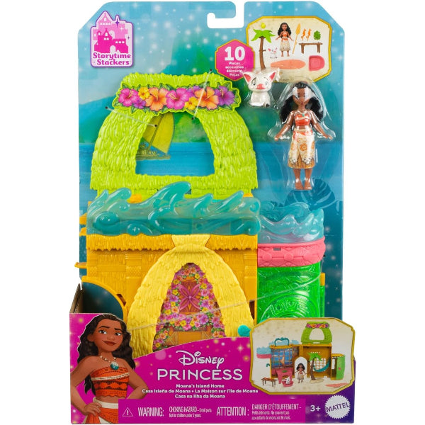 Disney Princess Moana Storytime Stackers Island Home Playset With Small Moana Doll, Pua Figure & 9 Adventure Accessories For Kids