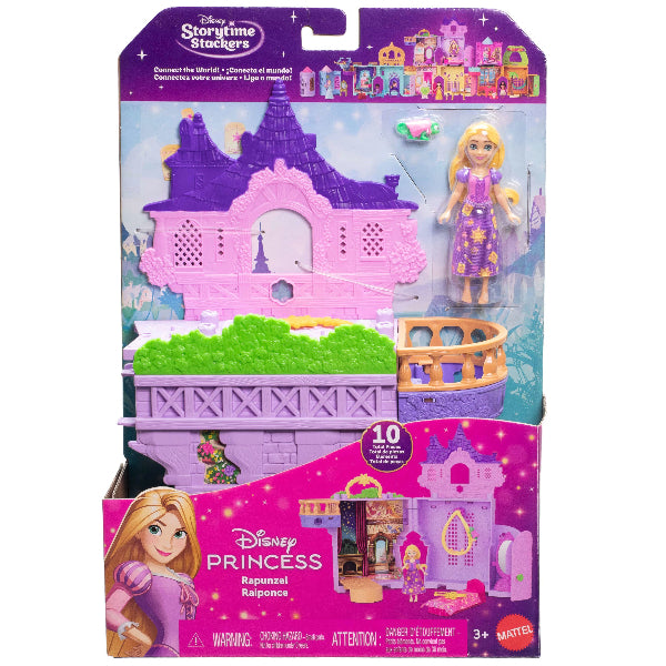 Disney Princess Rapunzel Storytime Stackers Tower Playset With Small Rapunzel Doll, Pascal Figure & 7 Interactive Accessories For Kids