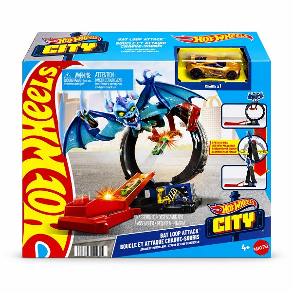 Hot Wheels City Bat Loop Attack Playset With 1:64 Scale Toy Car – Inspired By Let’S Race