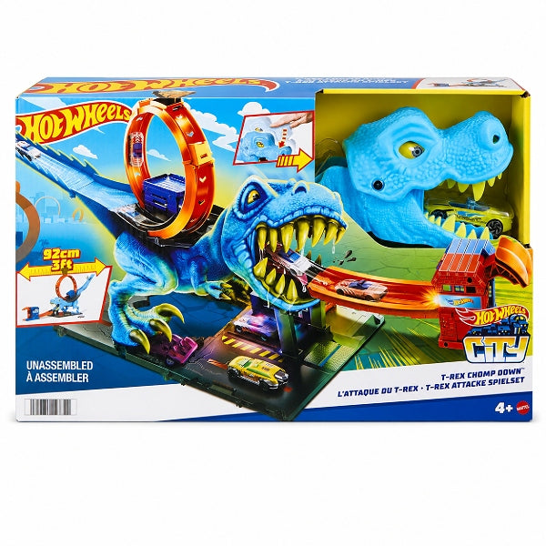 Hot Wheels City T-Rex Chomp Down Playset With 1:64 Scale Toy Car