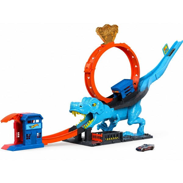 Hot Wheels City T-Rex Chomp Down Playset With 1:64 Scale Toy Car alternate