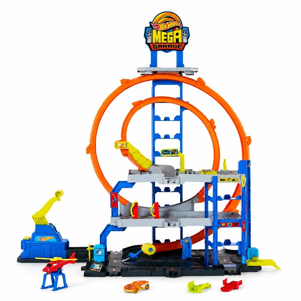 Hot Wheels Mega Loop Garage Playset With 1:64 Scale Die-Cast Car & Toy Helicopter alternate