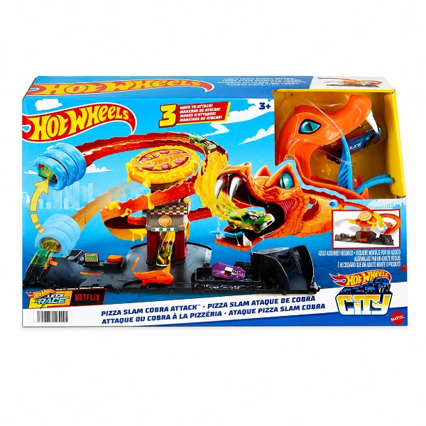 Hot Wheels City Pizza Slam Cobra Attack Playset With 1:64 Scale Toy Car