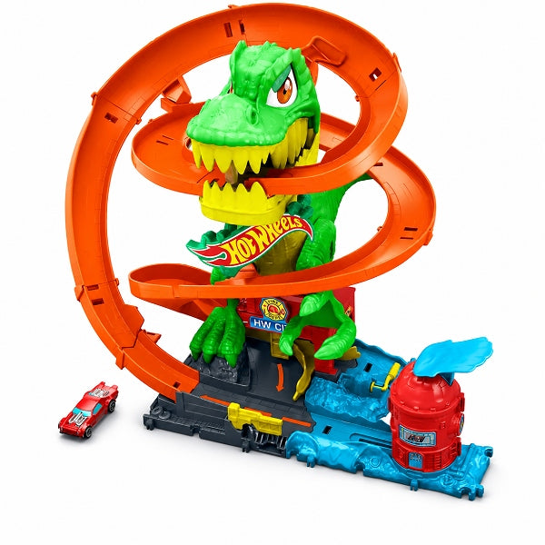 Hot Wheels City T-Rex Attack Fire Station Playset With 1:64 Scale Toy Car alternate
