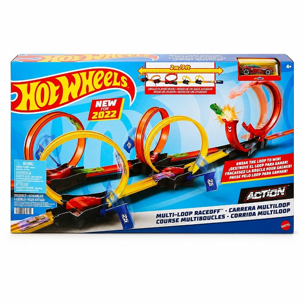Hot Wheels Action Multi-Loop Race-Off Track Set With 1:64 Scale Toy Car