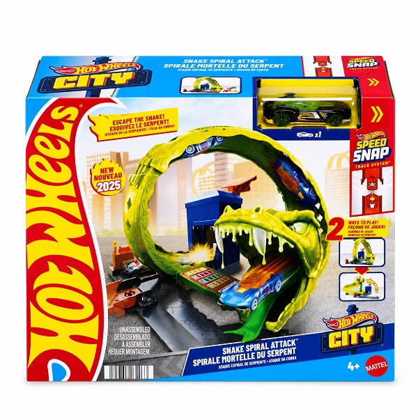 Hot Wheels City Snake Spiral Attack Playset With 1:64 Scale Toy Car