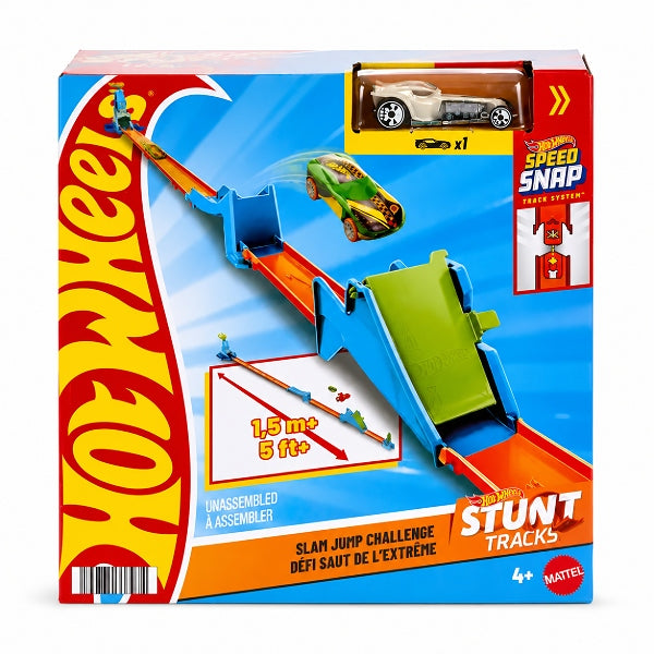Hot Wheels Stunt Tracks Slam Jump Challenge Track Set With Toy Car