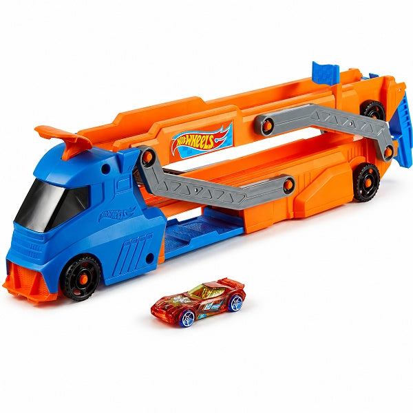 Hot Wheels City Speed Track Transporter Hauler With 1:64 Scale Toy Car alternate
