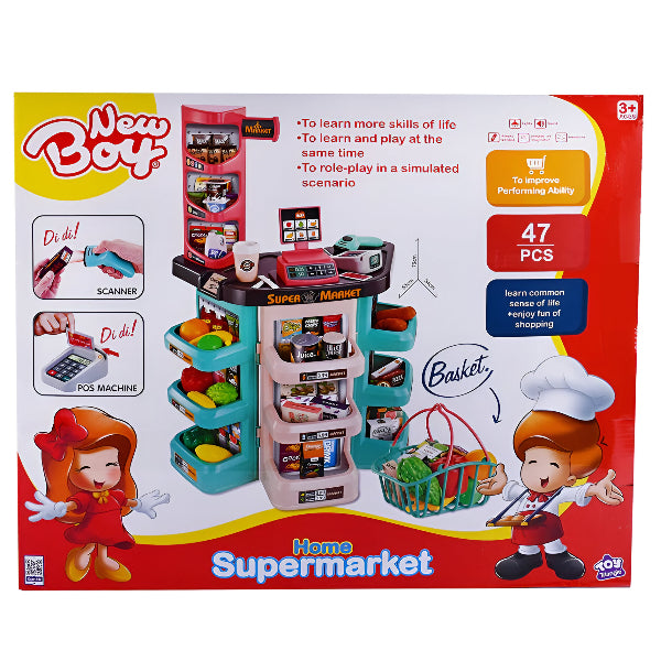 New Boy Home Supermarket – 47-Piece Interactive Mini Grocery Playset
