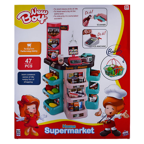 New Boy Home Supermarket – 47-Piece Interactive Mini Grocery Playset alternate