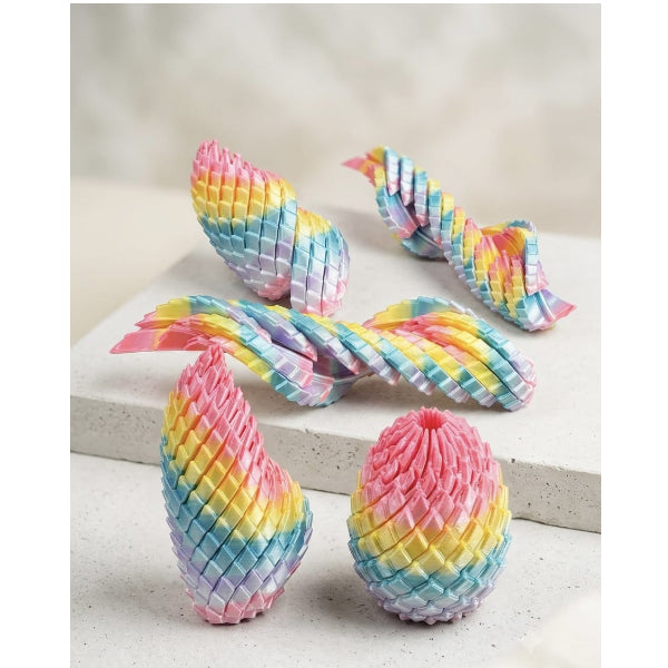 Rainbow Articulated Dragon In Egg – 3D-Printed Fidget Toy alternate