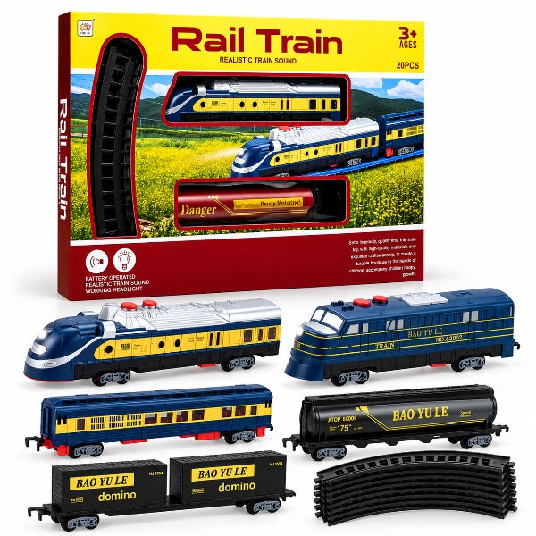 Kids Electric Train Play Set with Track and Realistic Sounds
