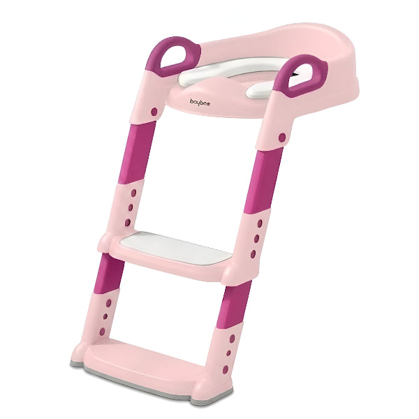 Baybee Aura Western Toilet Potty Seat For Kids – Comfortable Potty Training Seat With Ladder, Anti-Slip Design & Easy Clean Removable Cushion – Pink