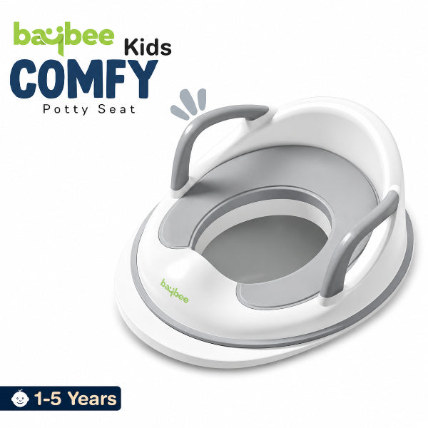 Baybee Comfy Baby Potty Training Seat For Kids With Cushioned Non-Slip Design – Grey & White