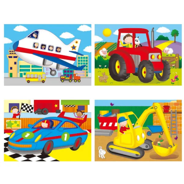 Galt 4 Puzzles in a Box - Fun Colourful Vehicle Jigsaw Puzzles Kids Puzzles Set alternate