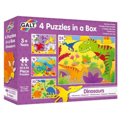 Galt 4 Puzzles in a Box - Fun Colourful Dinosaurs Jigsaw Puzzles Kids Puzzles Set