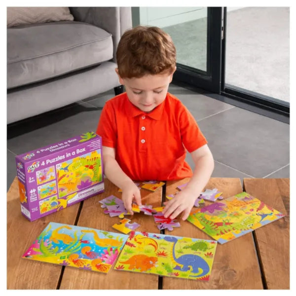 Galt 4 Puzzles in a Box - Fun Colourful Dinosaurs Jigsaw Puzzles Kids Puzzles Set alternate