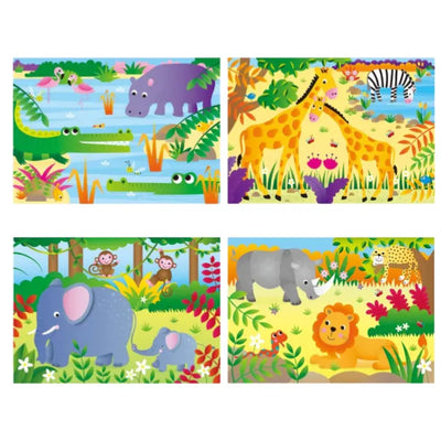 Galt 4 Puzzles in a Box - Fun Colourful Jungle Jigsaw Puzzles Kids Puzzles Set