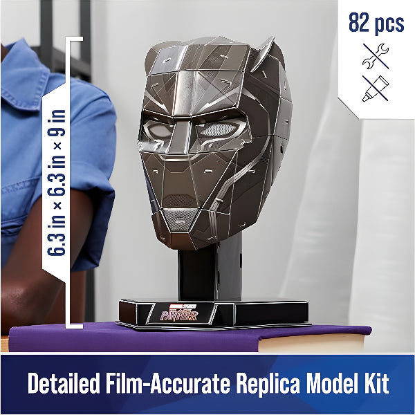 مجموعة نموذج أحجية ثلاثية الأبعاد 4D Build Marvel Black Panther مع حامل - 82 قطعة قابلة للتجميع alternate