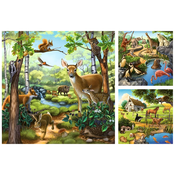 Ravensburger Forest, Zoo & Farm Animals Jigsaw Puzzle Game – 3 X 49 Piece alternate