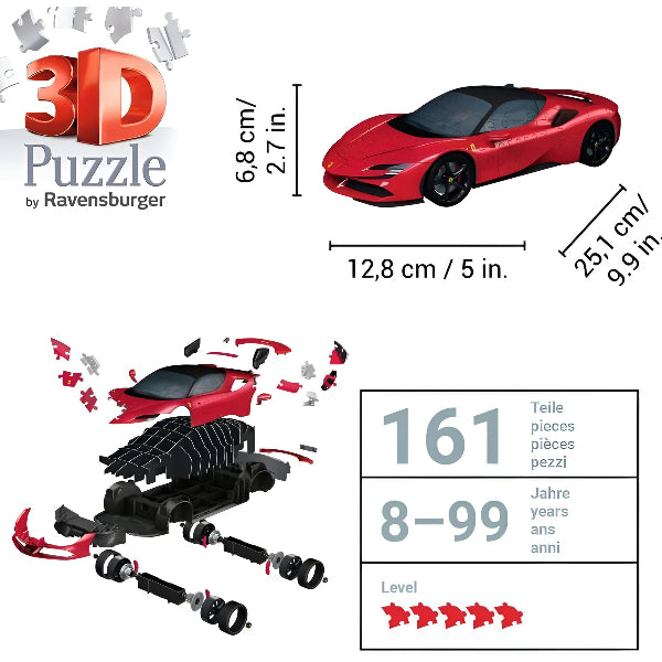 Ravensburger Ferrari Sf90 Stradale – 108 Piece 3D Jigsaw Puzzle Game alternate