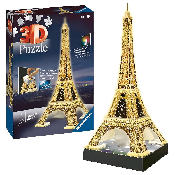 Ravensburger Eiffel Tower Night Edition 3D Jigsaw Puzzle Game – 216 Piece