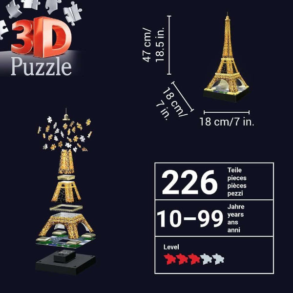 Ravensburger Eiffel Tower Night Edition 3D Jigsaw Puzzle Game – 216 Piece alternate