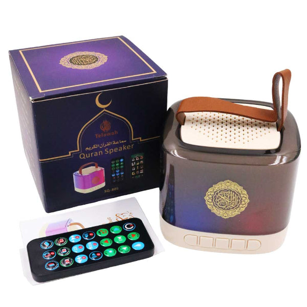 Mini Portable Quran Speaker with Colorful LED Lights & Remote Control – 16 Voices