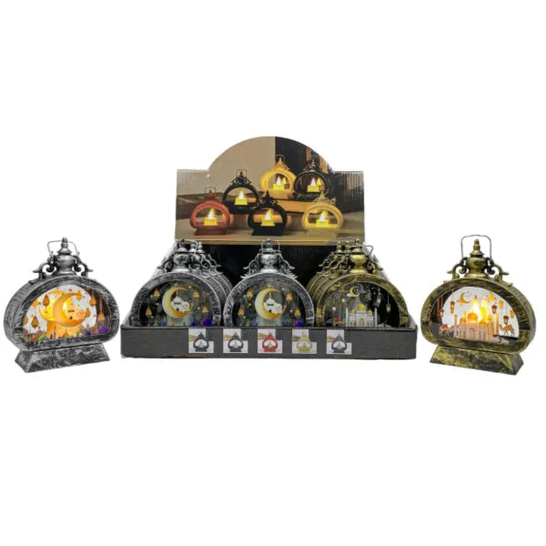 Ramadan Kareem Decorative Half-circle Shape Led Lantern-12 cm-Assorted Colors