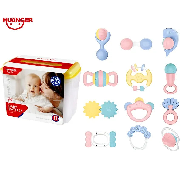 Huanger Baby Teether & Rattle Set with Storage Case