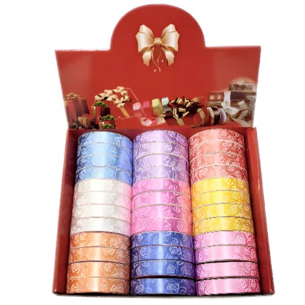 Colorful Glitter Flower Design Gift Ribbon Roll ( Sold Seperately Subject To Availability)