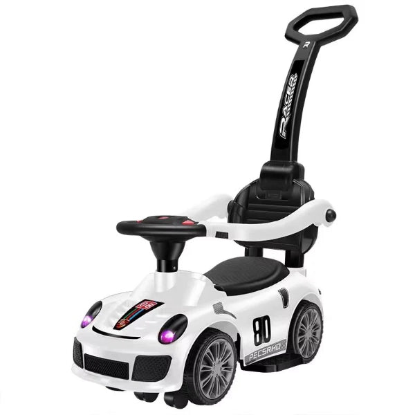 Orbic Kids Ride-On Push Car With Music & Parental Handle -White