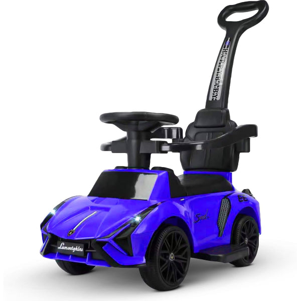 Baybee Lambo Ride On Car For Kids – Luxury Musical Push Car With Lights, Parental Handle & Safe Durable Design – Blue