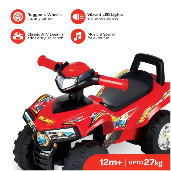 Moon Blaze Quad Ride on Bike For Kids-Red alternate