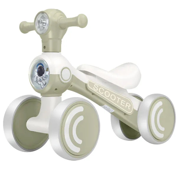 Kids 4 Wheel Balance Ride-On Scooter Light And Music -Balance Bike-Light Olive Green Color
