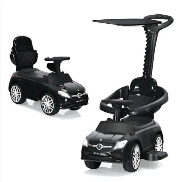 3-in-1 Licensed Benz Push Ride On Canopy Tolo Car With Leather Seat