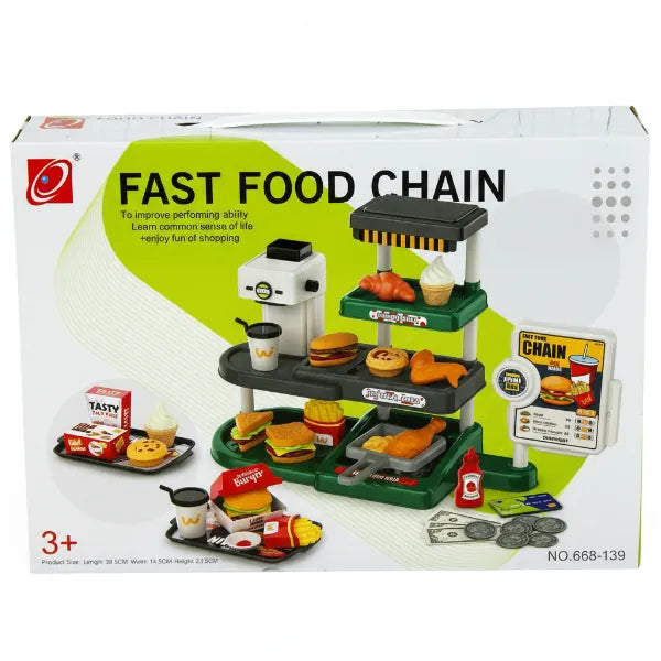 Piqoqo Mini Fast Food Chain – Pretend Play Set for Kids (Green)
