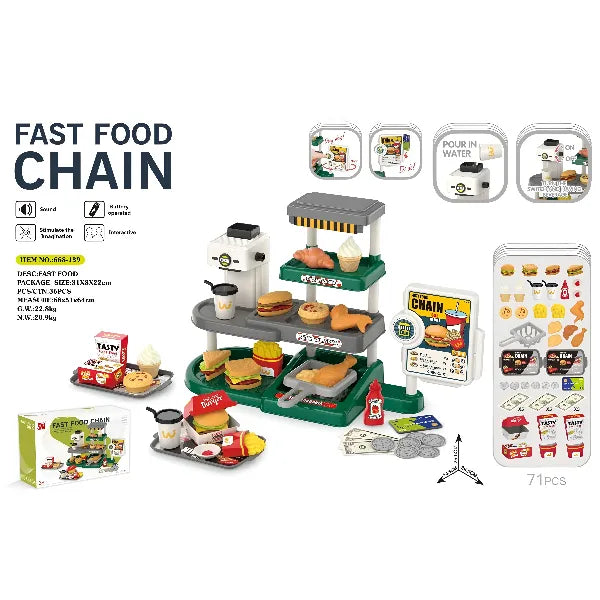 Piqoqo Mini Fast Food Chain – Pretend Play Set for Kids (Green) alternate