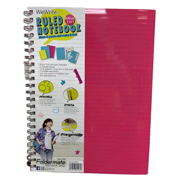 Foldermate Frontpocket 3 Subject Notebook A4 Size 120 sheets