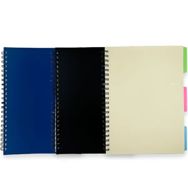 Q-Line Spiral Subject Notebook 3 Subjects - Ruled-120 Sheets A4 Size-1 Pieces Set