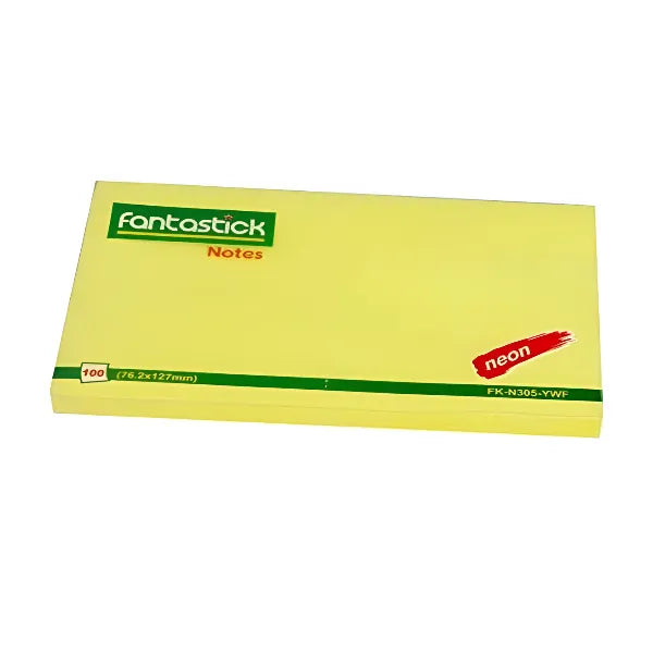 ملاحظات لاصقة Fantastick فلورسنت صفراء 100 ورقة 3x5 بوصة