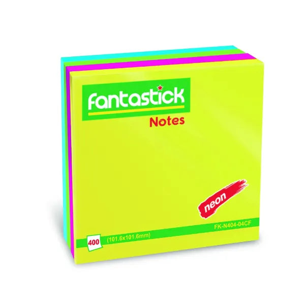Fantastick Fluorescent Sticky Notes – 4 Colors, 100 Sheets