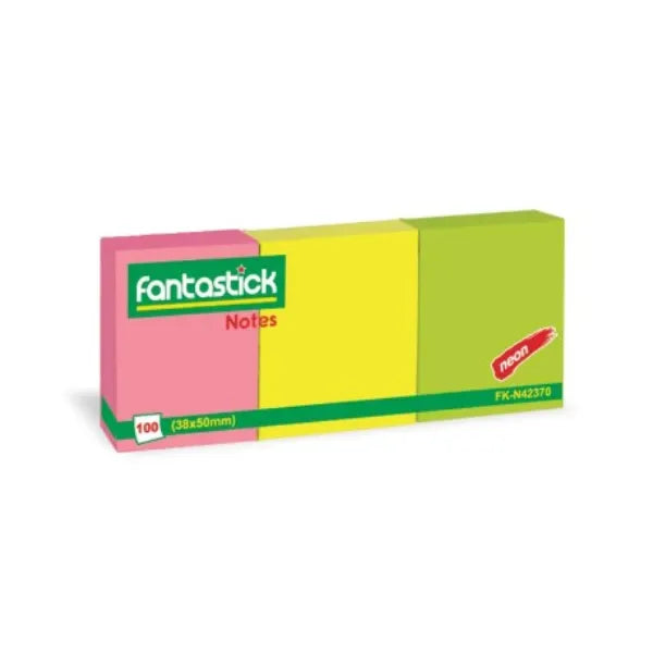 Fantastick Colored Sticky Notes – Pack of 3 - 100 Sheets Each