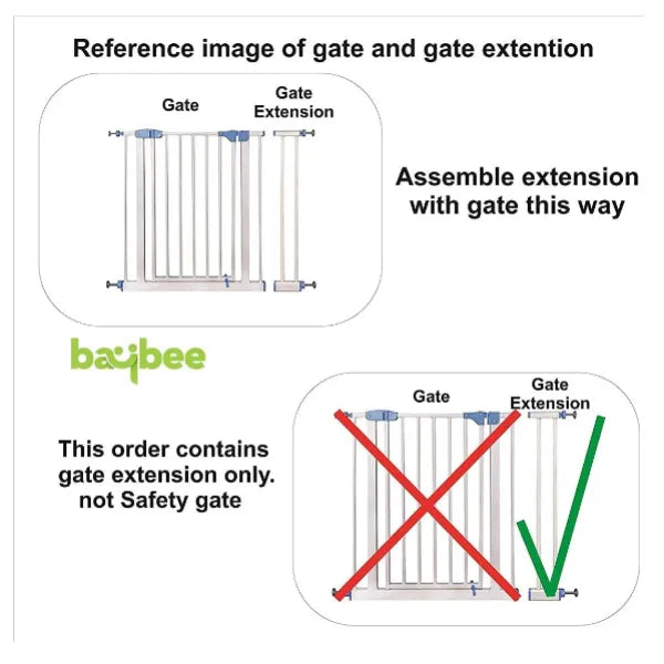 Baybee Auto Close Baby Safety Gate Extension 10Cm - White alternate