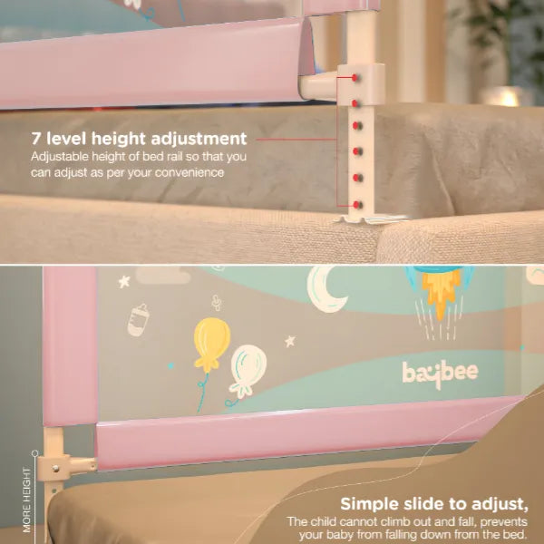 BAYBEE Portable Baby Bed Rail Guard for Baby Toddlers Safety-Pink alternate